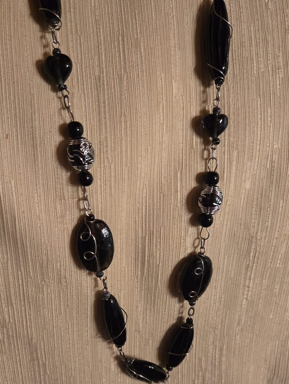 Elegant Black Beaded Long Necklace